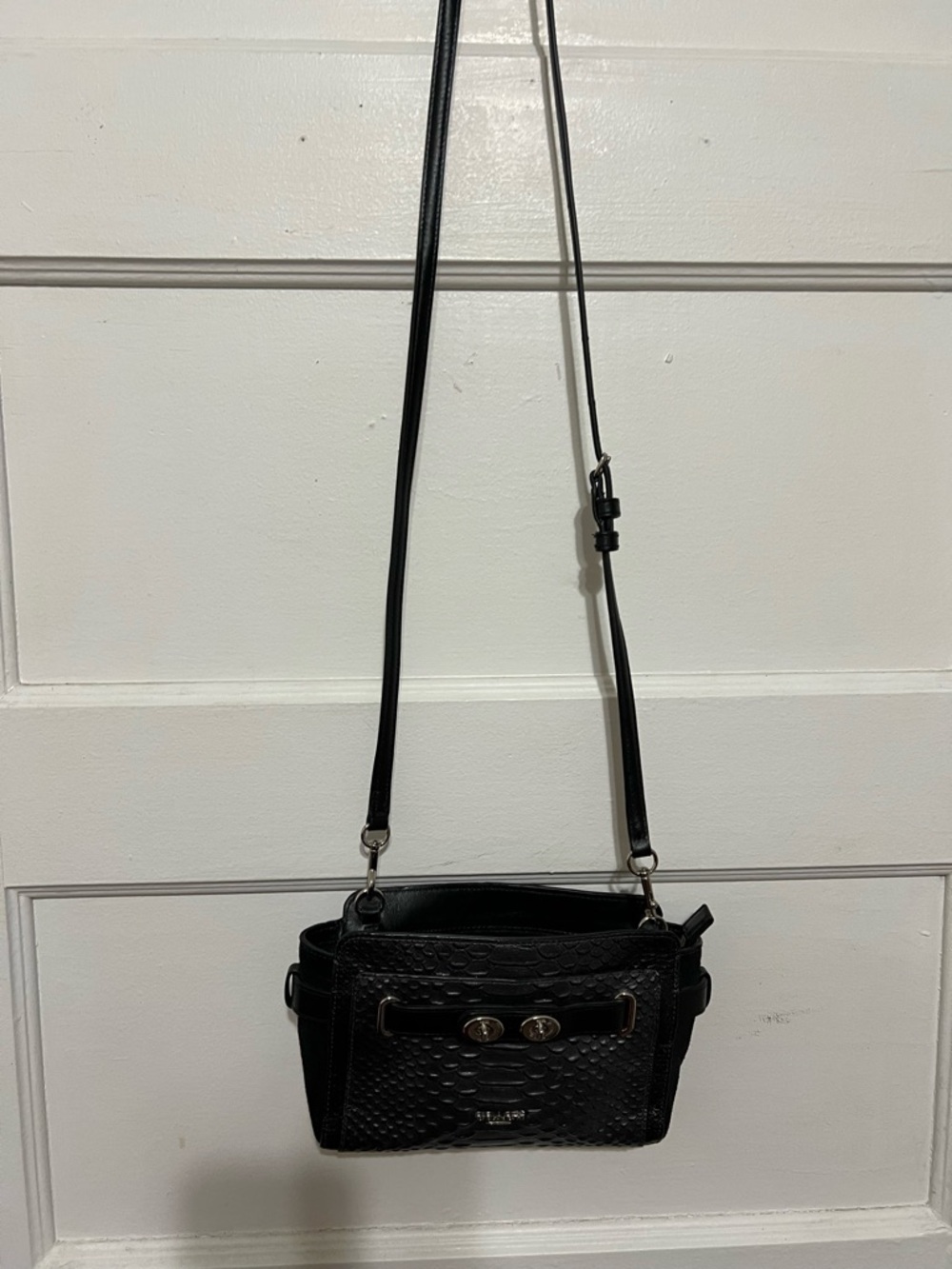 Coach Black Textured Crossbody Bag with Silver-Tone Hardware